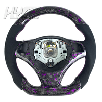 Volant de voiture en fibre de carbone forgée avec LED et cuir pour BMW E90 E91 E92 E93 E88 E82 E87 E36 M3