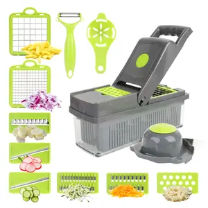 Accessoires de maison et de cuisine Gadgets Coupe-légumes multifonctionnel Outils Coupe-oignons manuel Hachoir à légumes avec récipient