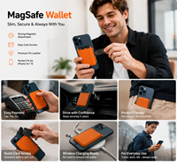 Dompet Magnetik Kulit PU Premium untuk iPhone 15 14 MagSafe Tempat Kartu Dompet Ponsel Tipis Pasokan Grosir
