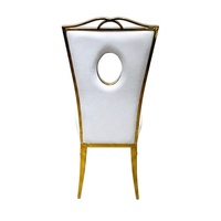 Chaises de banquet et de mariage en cuir blanc et acier inoxydable doré, mobilier commercial fabriqué en Chine