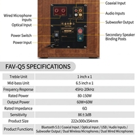 Haut-parleurs d'étagère FAV-7 FiiO actifs haute fidélité, système audio audiophile, audio haute résolution, trois voies, en bois