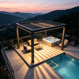 Toldo de Sol Ajustable para Exteriores, Resistente a la Intemperie, con Techo de Láminas Motorizadas de Aluminio, Resistente al Viento, con Control Inteligente por Aplicación - Product Image 1