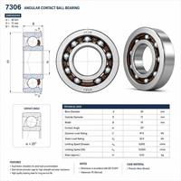 JYJM OEM 7306 Bantalan Bola Kontak Sudut 30x72x19mm Baja Krom Presisi Satu Baris Bantalan Motor Spindle Mesin CNC