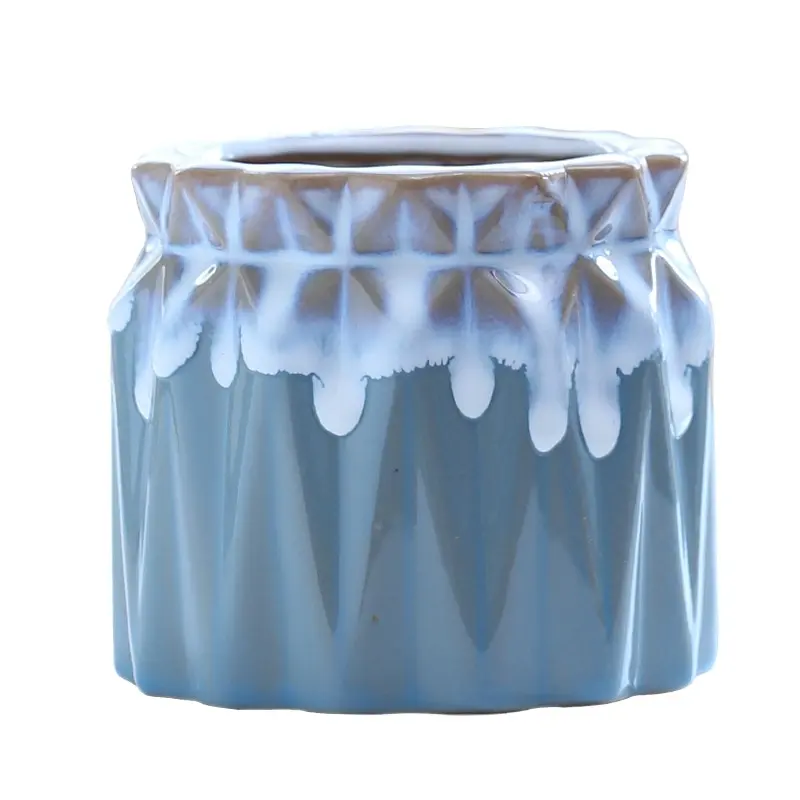 Creative Ceramic Fleshy Flowerpot Korean Flow Glaze Interior Tabletop Green Plant Small Pot Color Fresh Flowerpot Wholesale