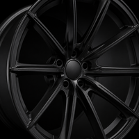 Jante en alliage d'aluminium forgé 10 branches en Y, noir mat, concave profond, logo personnalisé, jante de voiture 18-22 pouces 5x114.3