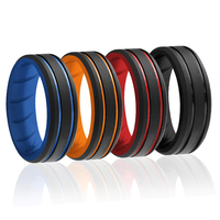 Nouvelle conception tendance style punk, anneaux respirants confortables, anneaux sportifs à double ligne, anneaux de mariage en silicone pour hommes et femmes