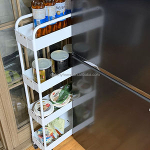 Chariot de rangement fin à roulettes, organisateur pour espaces étroits, étagère réglable et extensible pour cuisine, salle de bain, buanderie - Product Image 5