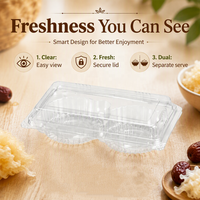 Conteneur en plastique PET transparent de qualité supérieure avec emballage à double compartiment pour 2 tartes aux œufs pour l'industrie alimentaire
