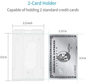 ハードPC垂直透明プラスチックアクリル<span class=keywords><strong>ID</strong></span>クレジットカードホルダープロテクター,作業用の親指スロット付き銀行カードとバッジ - Product Image 3