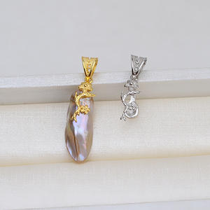 Handmade S925 Silver Baroque Flower Pendant Female Shaped <b>Pearl</b> Necklace with Empty Holder New 1410-DIY Accessories <b>Loose</b> <b>Pearls</b> - Product Image 1