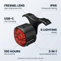 Sensor Rem Otomatis Lampu Belakang Sepeda Pintar Pengisian Daya USB-C Tahan Air Daya Tahan Baterai Lama Lampu Belakang LED untuk Keamanan Berkendara Malam Hari