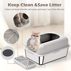 Große <span class=keywords><strong>Jumbo</strong></span> Edelstahl umwelt freundliche Katzen toilette 20L Kapazität mit hohen Seiten Easy Clean Deckel Anti-Leckage für große Katzen - Product Image 2