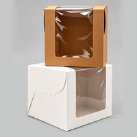 Boîtes à gâteaux pour gâteaux à étages, fenêtre transparente, personnalisées, écologiques, en carton blanc, boîte à gâteaux carrée, fenêtre transparente, sur mesure