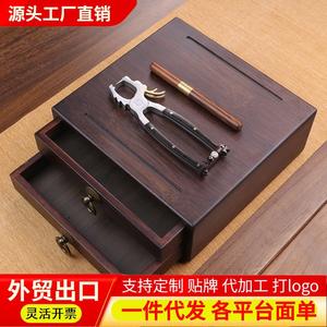 Plateau à thé en bois couleur noyer, plateau à thé Pu'er domestique, grande boîte de rangement pour thé, boîte à thé de type tiroir pour la distribution. - Product Image 5