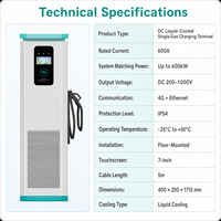 Chargeur DC pour véhicules électriques haute puissance 1000V refroidi par liquide avec pistolet unique CCS2/GB/T de 600kW pour dépôts de flottes, fournisseur OEM