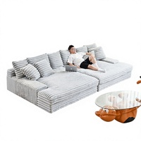 Canapé-lit compact moderne et minimaliste, style décontracté, rembourrage en velours côtelé, assise extra profonde et moelleuse, amovible et lavable