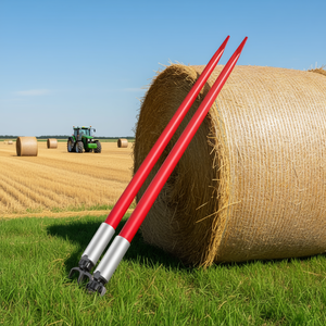 Horquillas para pacas de heno Hay Spear de 39 pulgadas con revestimiento rojo para tractores, capacidad de 3000 lb, horquillas para pacas cuadradas de acoplamiento rápido - Product Image 2