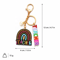 Kleurrijke zinklegering leraar waardering boek charme sleutelhanger hanger terug naar school afstudeercadeau sleutelhanger tas decoratie RR05