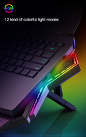 Support de refroidissement pour ordinateur portable 17 pouces avec ventilateur rapide 2600 tr/min, support pour tablette PC, 6 lumières LED RGB, tapis de refroidissement pour ordinateur portable