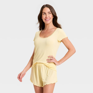 Ensemble de pyjamas en viscose de bambou pour femmes, manches courtes, vêtements de nuit, taille élastique, taille 6XL, respirant et thermique pour les saisons été et hiver - Product Image 3