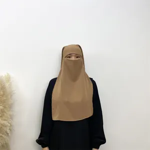 High Quality Nida Saudi Arabia Tudung Khimar Hijab Niqab Muslim Women Face Cover Indonesia 2 Layered Khimar Set 2024