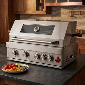 Wholesale Stainless Steel 4 Burner Automatic Rotating Rack Built in <b>Gas</b> BBQ Grills - Product Image 1