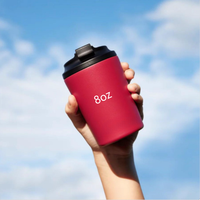 Tasse à café isotherme de voyage 2026 Emerit personnalisée avec logo gravé au laser, 240 ml (8 oz), anti-fuite, recyclable, avec couvercle en PP