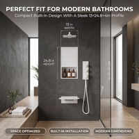 Kit de douche encastré en acier inoxydable 304 avec niche de rangement, jet de pluie, siège pliable, solution gain de place pour salle de bain