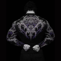 Haut de compression à manches longues pour homme, coupe ajustée, avec motif géométrique des lignes musculaires, idéal pour la remise en forme, la gym, l'entraînement et la course à pied toute l'année