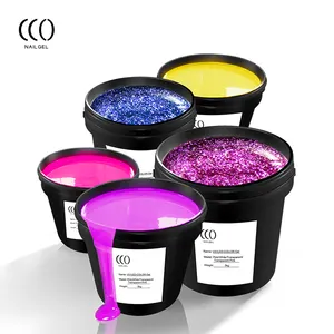 CCO Tanpa Bau Mode Tahan Lama Glitter Besar MSDS GMP Rendam UV LED Cat Kuku Gel Label Pribadi