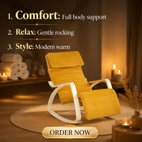 Chaise longue inclinable en bois massif au design moderne pour chambre à coucher, bureau à domicile et salon avec coussin amovible