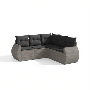 Ensemble de canapés de jardin en rotin moderne 6 places, mobilier d'extérieur au design contemporain, couleur grise - Product Image 1