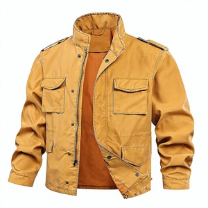 Men's Tan Canvas Safari <b>Jacket</b> Stand Collar Zipper Closure Epaulet Workwear Style Plus Size Autumn Wear Regular Fit Bangladesh - Product Image 3