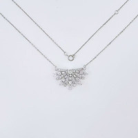 Collier pendentif en or blanc 18 carats avec diamant de laboratoire, motif feu d'artifice, diamant fantaisie complet, réglable, bijoux fins pour femme, charme
