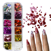 Vente en gros de bijoux scintillants pour la Saint-Valentin Nail Art Paillettes en forme de coeur Patch pour ongles Papillon Nail Art Charms