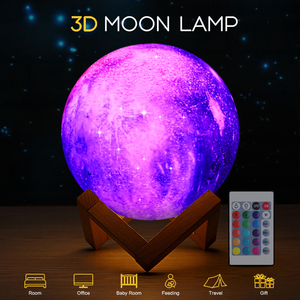 <strong>3D</strong> <strong>Printed</strong> Colorful Starry Sky <strong>Moon</strong> <strong>Lamp</strong> Creative Gift USB Charging Led Night <strong>Lamp</strong> Bedside <strong>Lamp</strong> - Product Image 3