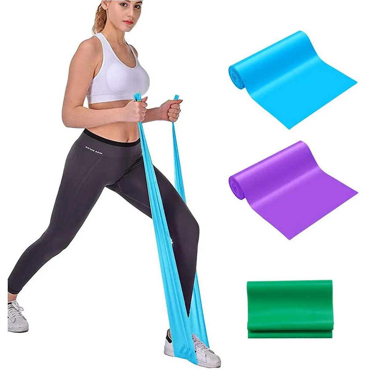 Портативный для йоги Tpe эластичных лент на длина стрейч для йоги на плоской подошве, с ремешком; Ширина упражнения комплект эластичных лент