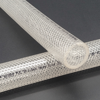 Tuyau en PVC transparent bleu renforcé, tressage moyen, pression de service 10 bars, diamètre intérieur 31,5 mm, pression de rupture 40 bars, 3