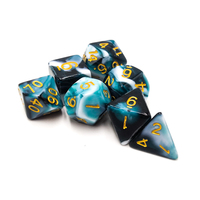 Ensemble de 7 dés DND, dés polyédriques carrés en résine acrylique écologiques de 16 mm, dés bicolores pour Dungeons and Dragons