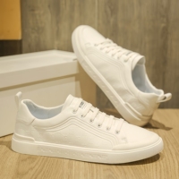 Chaussures décontractées blanches neutres de luxe pour homme, chaussures de sport en cuir gaufré de haute qualité, chaussures de course respirantes à lacets