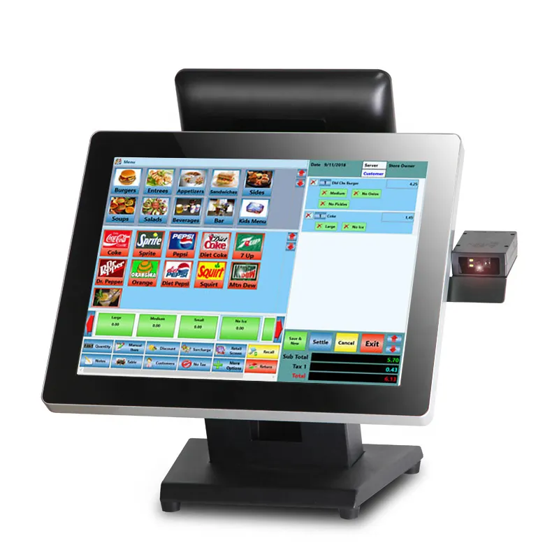 Bán lẻ tiền mặt đăng ký với máy tính máy tính bảng cho nhà hàng Máy quét màn hình cảm ứng tất cả trong một hệ thống POS
