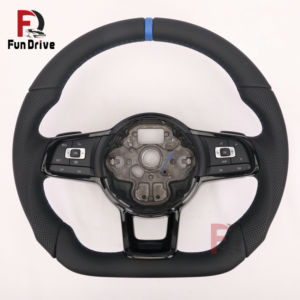 Volante de cuero para interior de Volkswagen <span class=keywords><strong>Polo</strong></span> 6R, Scirocco, Jetta, Tiguan T6, Passat B6, B7, B8, Amarok, Eos, Variant, R-Line. - Product Image 4