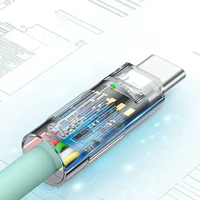 Kabel Pengisian Cepat USB Type C 2024 6A 120W Tembaga Murni Logam Paduan Seng Silikon Cair Kompatibel dengan Smartphone IOS Transfer Data
