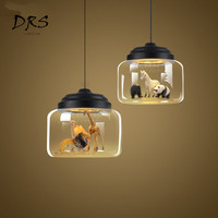 Luminaires Led suspendus modernes nordiques, style minimaliste créatif, pour chambre à coucher, salle à manger, vêtements, café-Bar, modèle d'animaux en verre