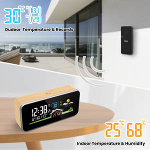 VA Screen Digital Weather Station Indoor Outdoor Thermometer Hygrometer <strong>Barometer</strong> Electronics Desktop Table Alarm <strong>Clock</strong> - Product Image 5