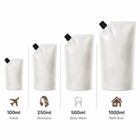 Pochette à bec verseur mate anti-fuite, personnalisable, pour emballage liquide : shampoing, gel douche, savon liquide, soins de la peau, cosmétiques – Sachet de recharge PCR