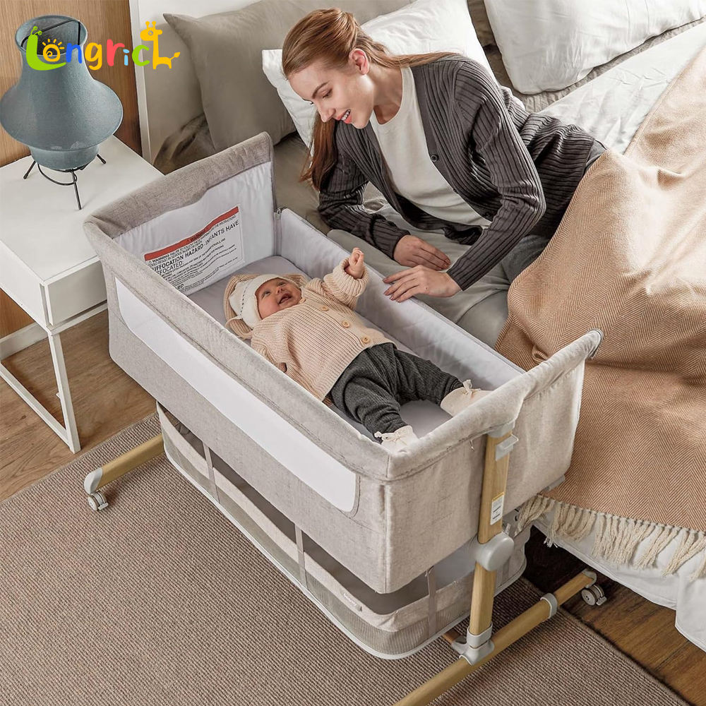 Wheels Baby Bed Movable Adjustable Cribs for Infants