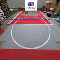 Sistema de Losetas Encajables Portátiles para Canchas de Baloncesto al Aire Libre, Material Plástico PP, Personalizables para Patios Traseros, 3x3, en Venta