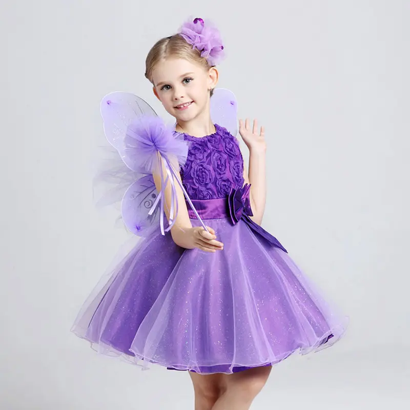 2024 Wholesale of Rose Girl's Dress with Bow Knot for Children's Clothing Baby Clothes Set