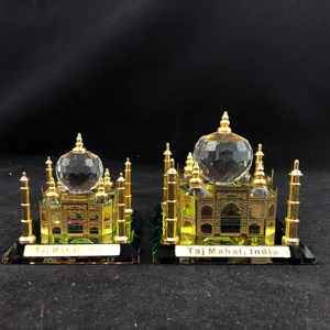 Decorative Crystals Crystal 24K Gold Plated Taj Mahal Home Decorative Model MH-G0450